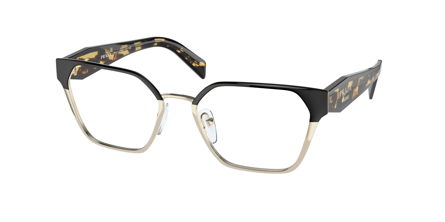 Prada PR63WV Irregular Eyeglasses AAV1O1-Black/Pale Gold 53-140-18 - Color Map Black