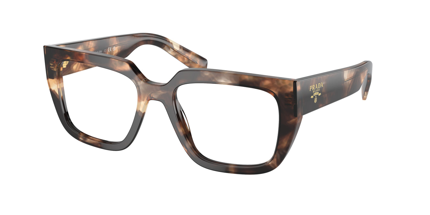 Prada PRA03VF Irregular Eyeglasses 14P1O1-Havana Caramel 54-140-16 - Color Map Brown