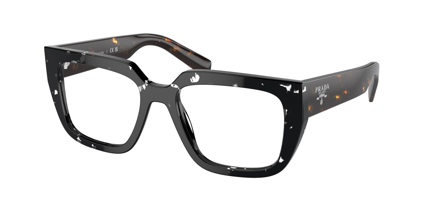 Prada PRA03VF Irregular Eyeglasses 15O1O1-Havana Black Transparent 54-140-16 - Color Map Brown