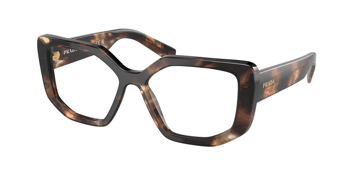 Prada PRA04V Irregular Eyeglasses 07R1O1-Havana Caramel 54-140-16 - Color Map Brown