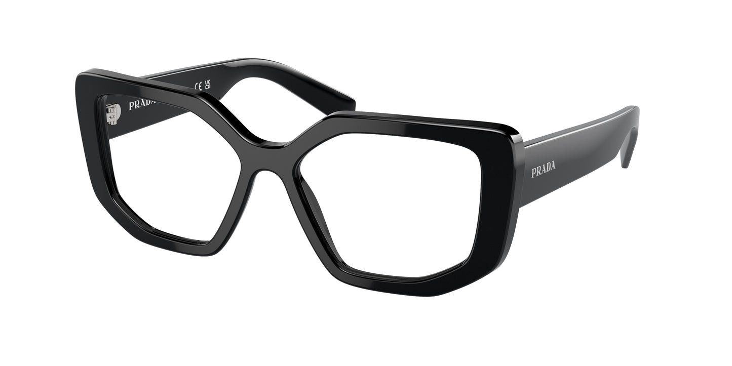Prada PRA04V Irregular Eyeglasses 1AB1O1-Black 54-140-16 - Color Map Black
