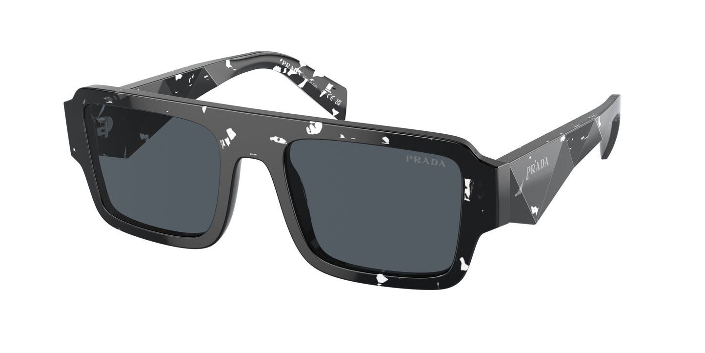 Prada PRA05SF Rectangle Sunglasses 15O70B-Tortoise Black Crystal 55-145-19 - Color Map Black