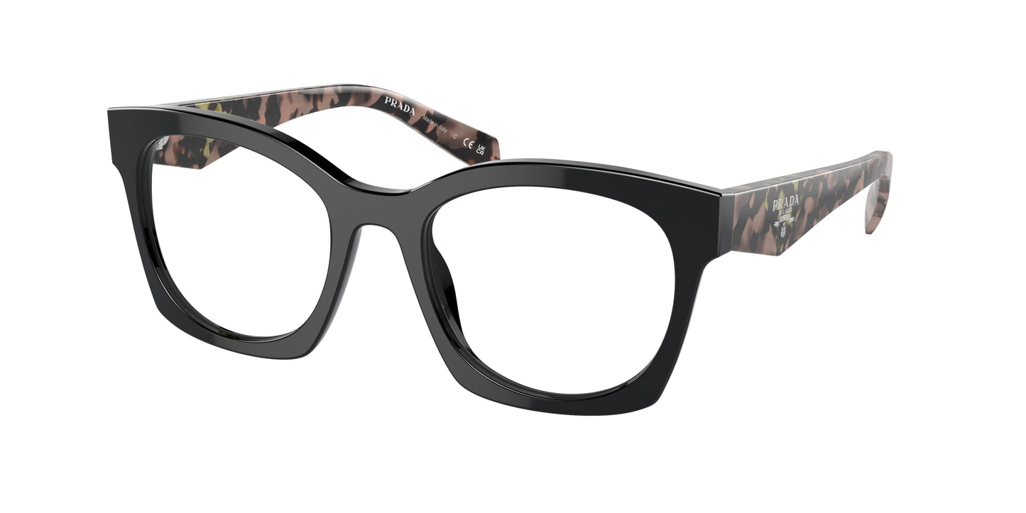 Prada PRA05VF Irregular Eyeglasses 13P1O1-Black 54-140-18 - Color Map Black