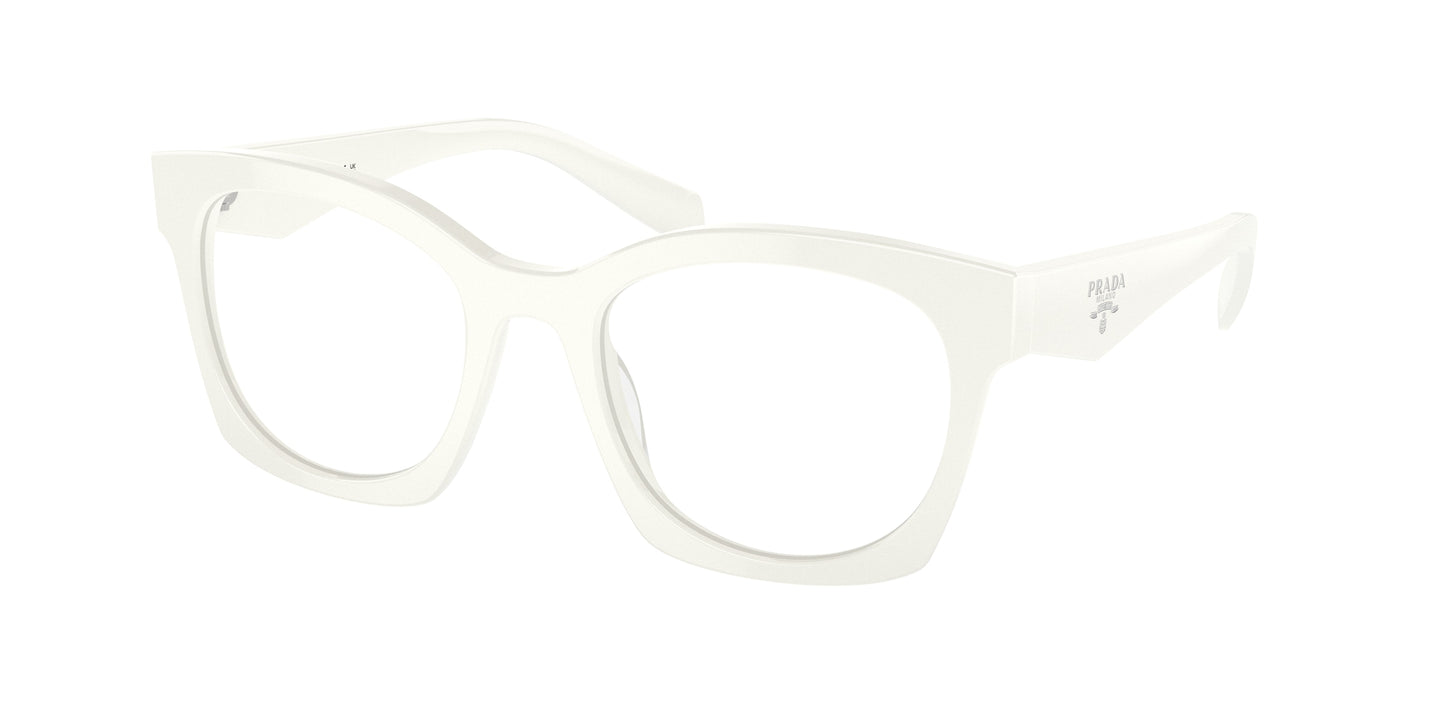 Prada PRA05V Irregular Eyeglasses 17K1O1-White Ivory 52-140-20 - Color Map White