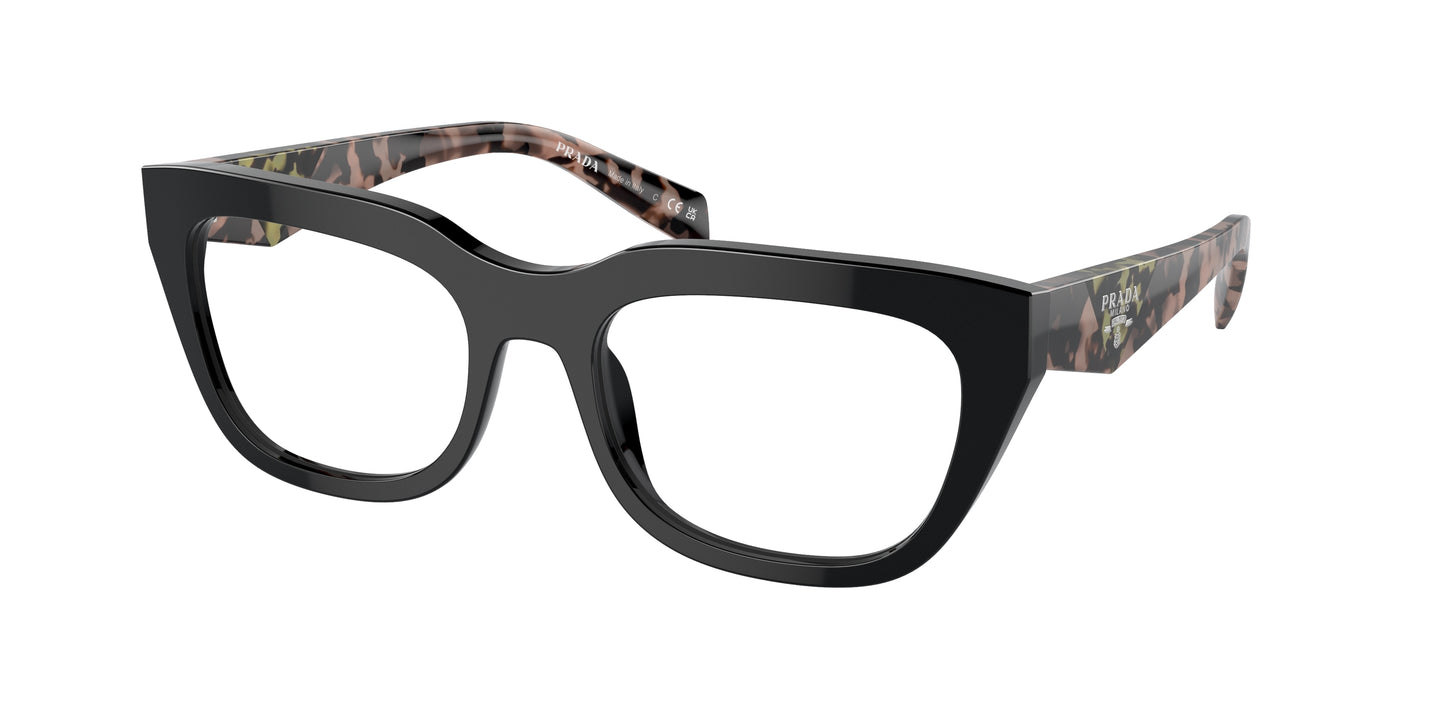 Prada PRA06VF Irregular Eyeglasses 13P1O1-Black 55-140-18 - Color Map Black