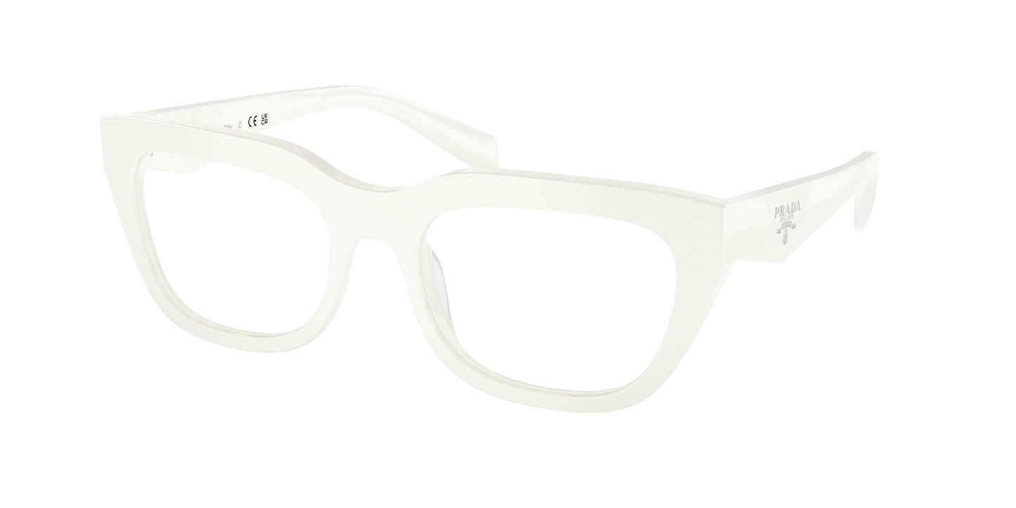 Prada PRA06V Irregular Eyeglasses 17K1O1-White Ivory 54-140-19 - Color Map White