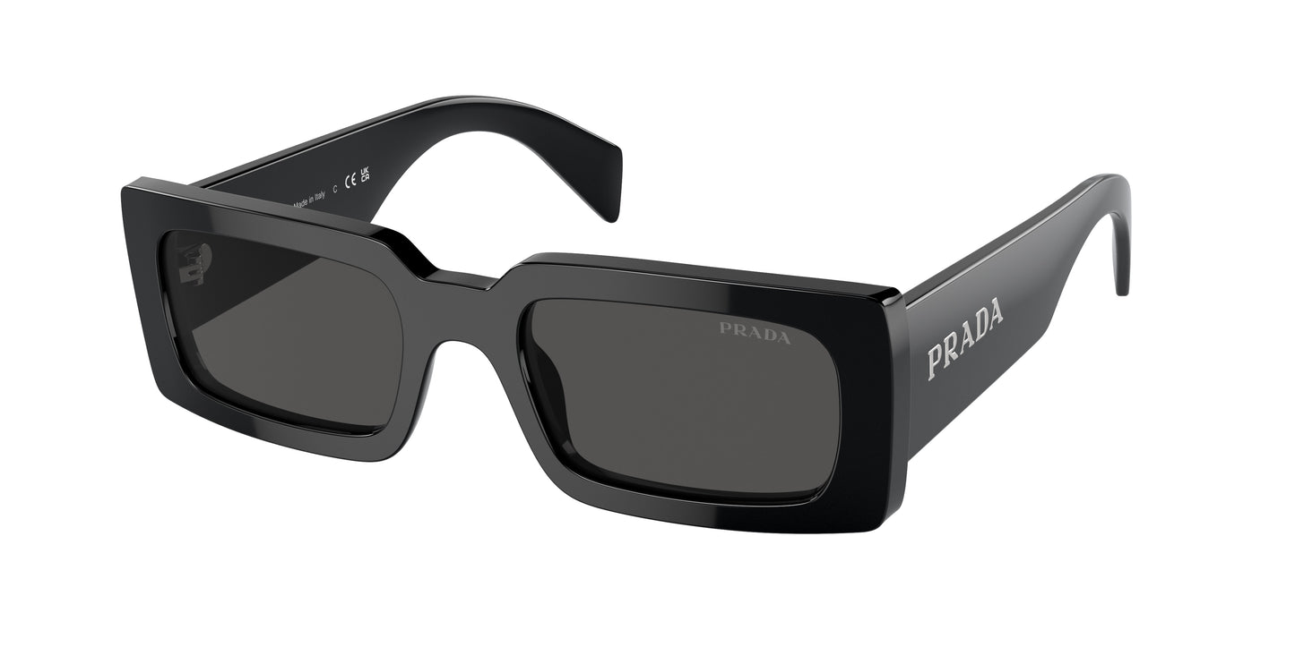 Prada PRA07S Pillow Sunglasses 1AB5S0-Black 52-145-20 - Color Map Black