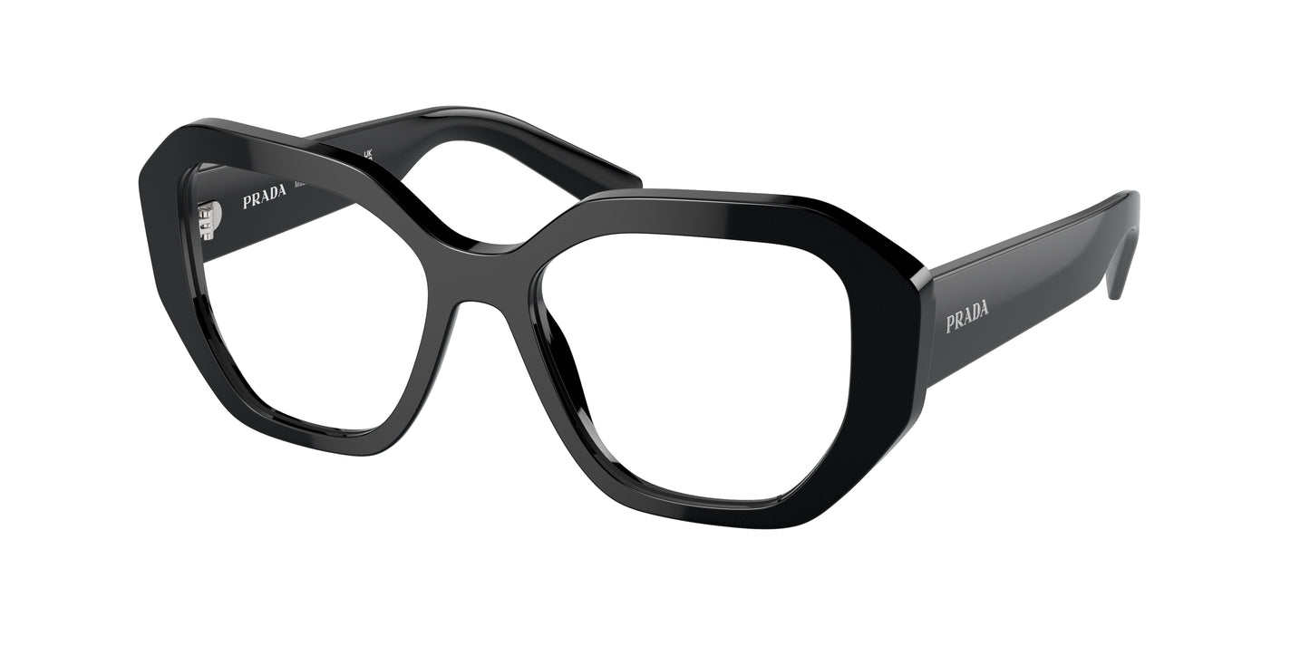Prada PRA07VF Irregular Eyeglasses 1AB1O1-Black 54-140-16 - Color Map Black