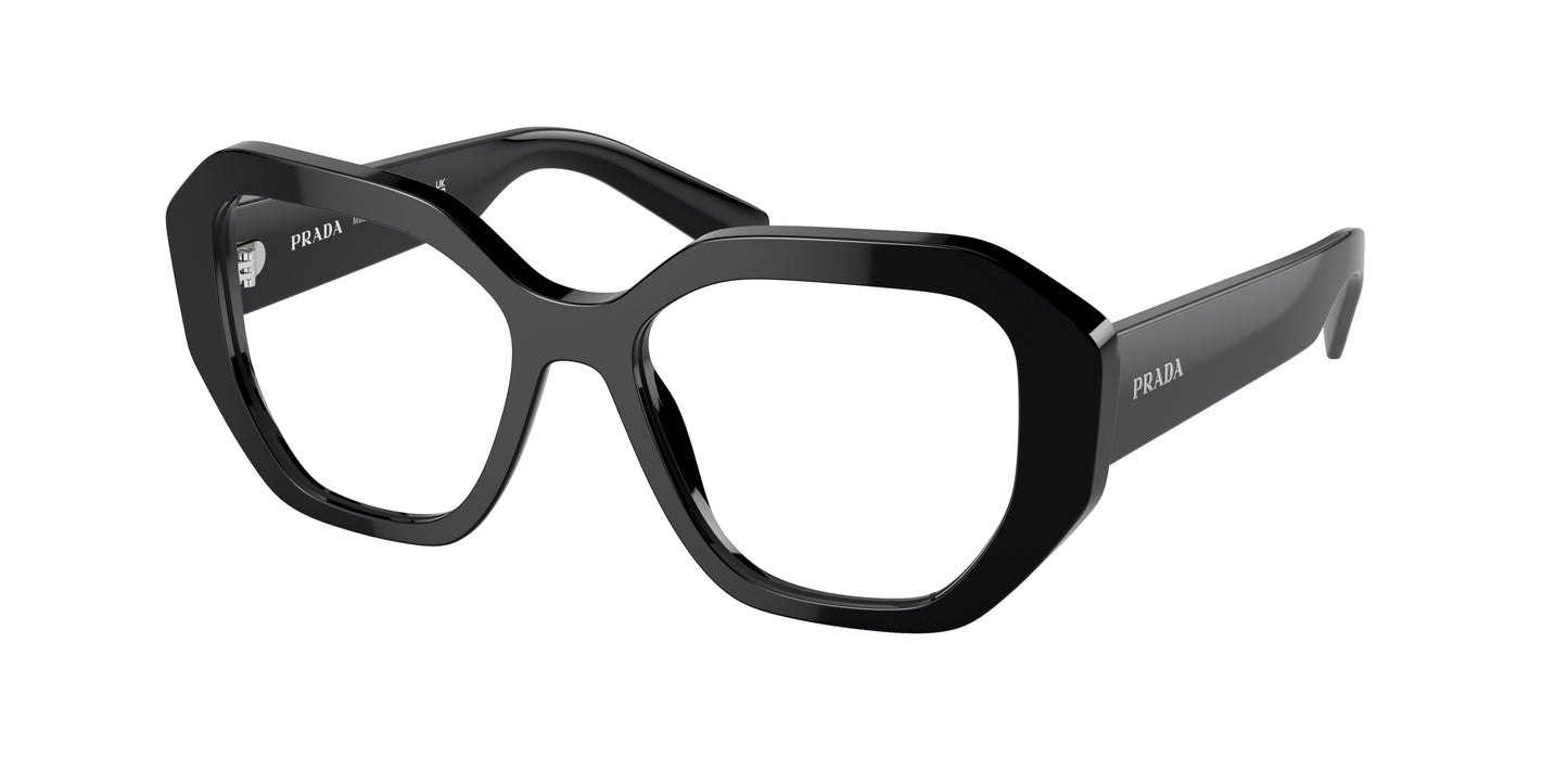 Prada PRA07V Irregular Eyeglasses 1AB1O1-Black 52-140-17 - Color Map Black