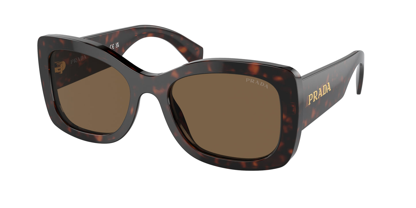 Prada PRA08SF Oval Sunglasses 16N5Y1-Briar Tortoise 57-145-18 - Color Map Brown