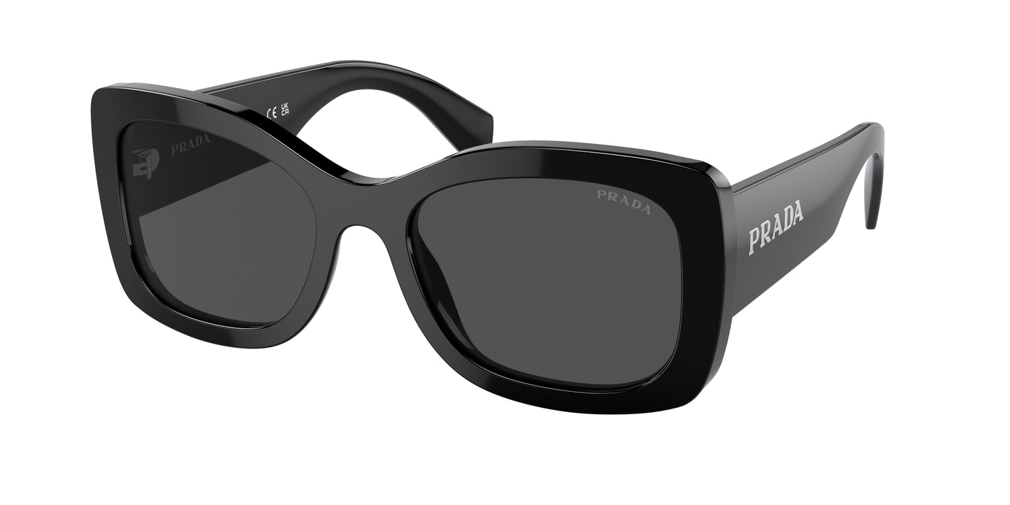 Prada PRA08SF Oval Sunglasses 1AB5S0-Black 57-145-18 - Color Map Black