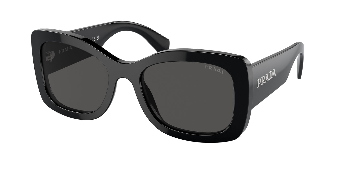 Prada PRA08S Oval Sunglasses 1AB5S0-Black 56-145-20 - Color Map Black