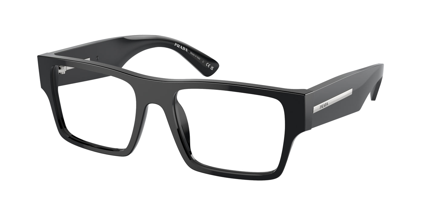 Prada PRA08VF Rectangle Eyeglasses 16K1O1-Black 55-145-17 - Color Map Black