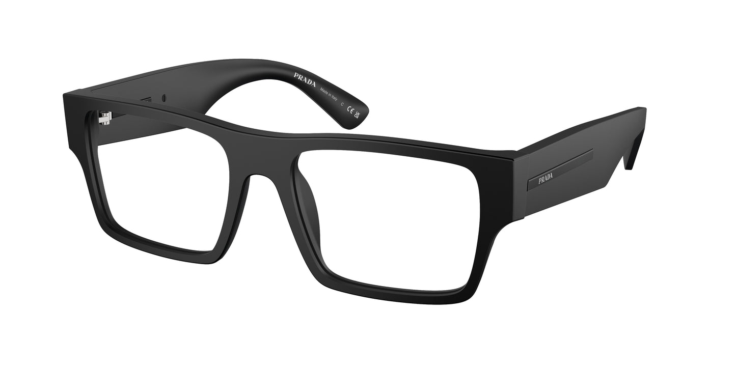 Prada PRA08V Rectangle Eyeglasses 12P1O1-Matt Black 54-145-18 - Color Map Black