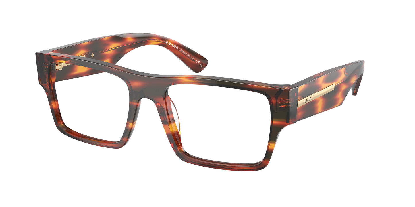 Prada PRA08V Rectangle Eyeglasses 13O1O1-Havana Red 54-145-18 - Color Map Red