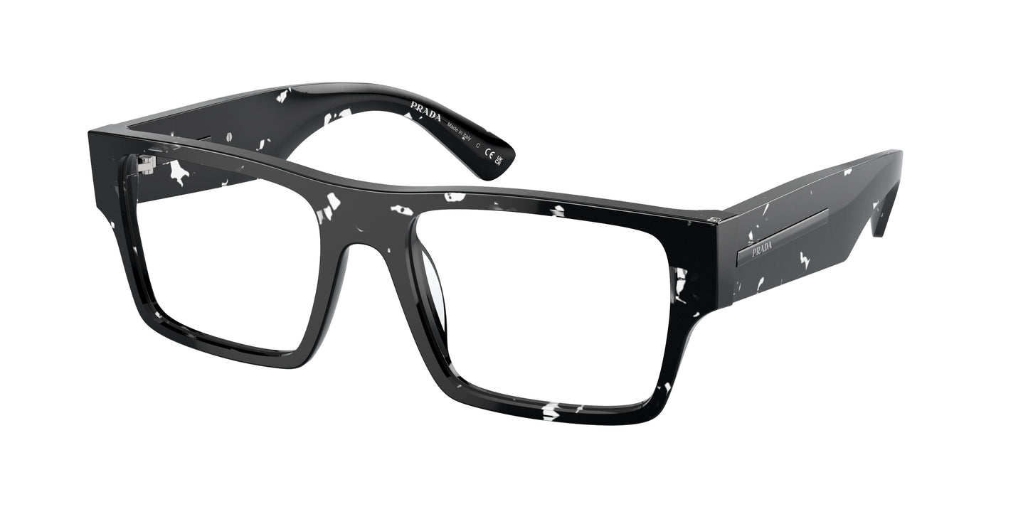 Prada PRA08V Rectangle Eyeglasses 15O1O1-Havana Black Transparent 54-145-18 - Color Map Brown