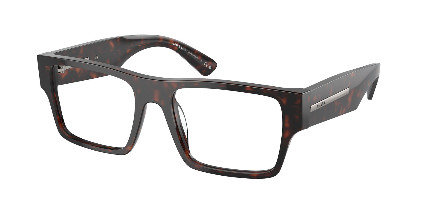 Prada PRA08V Rectangle Eyeglasses 17N1O1-Havana 54-145-18 - Color Map Tortoise