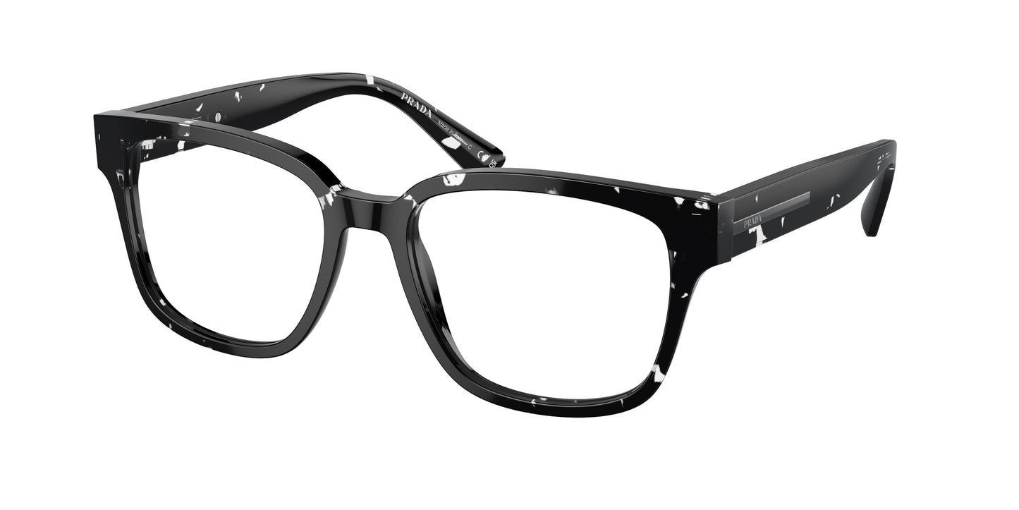 Prada PRA09VF Pillow Eyeglasses 15O1O1-Havana Black Transparent 55-145-17 - Color Map Brown