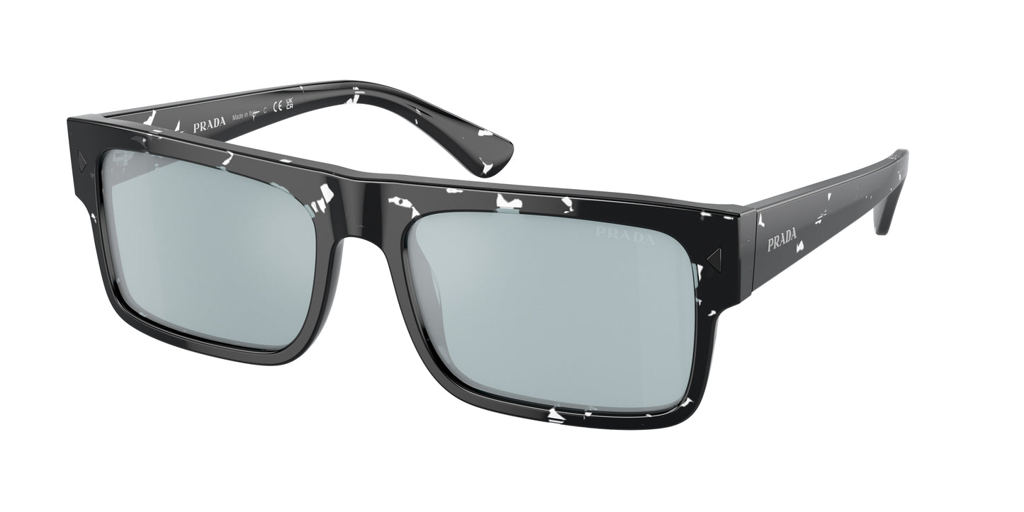 Prada PRA10SF Rectangle Sunglasses 15O01A-Havana Black Transparent 59-150-17 - Color Map Brown