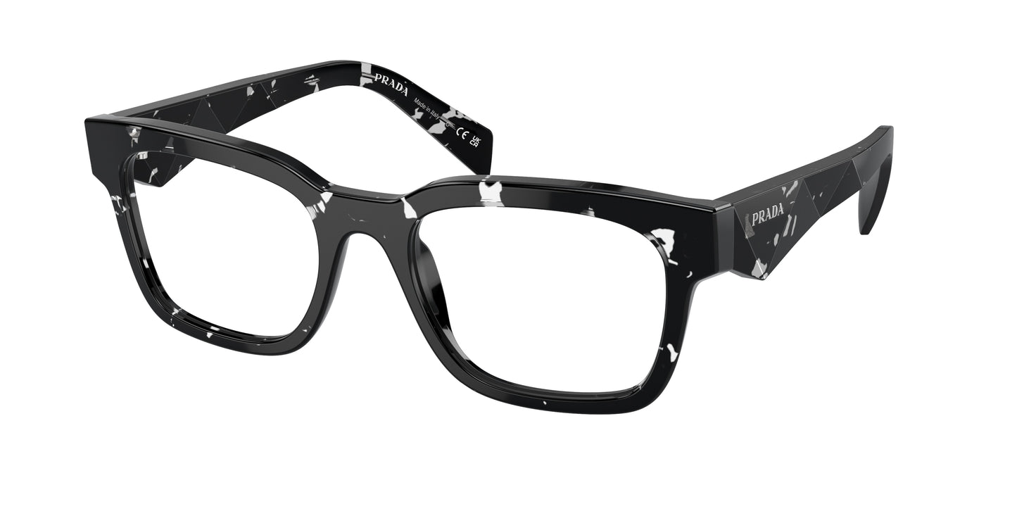 Prada PRA10V Pillow Eyeglasses 15O1O1-Havana Black Transparent 53-145-20 - Color Map Brown