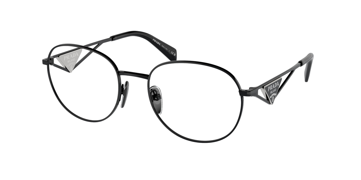 Prada PRA50V Round Eyeglasses 1AB1O1-Black 54-140-19 - Color Map Black