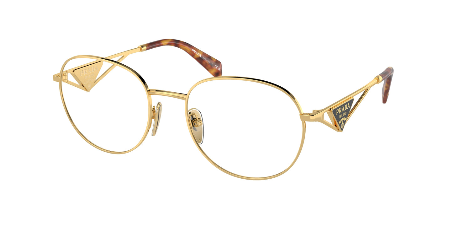 Prada PRA50V Round Eyeglasses 5AK1O1-Gold 54-140-19 - Color Map Gold