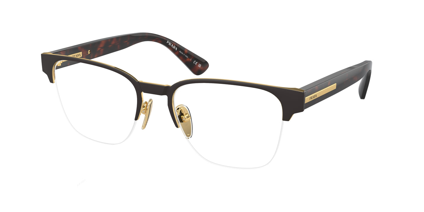 Prada PRA52V Pillow Eyeglasses 01U1O1-Matte Brown 54-145-19 - Color Map Brown