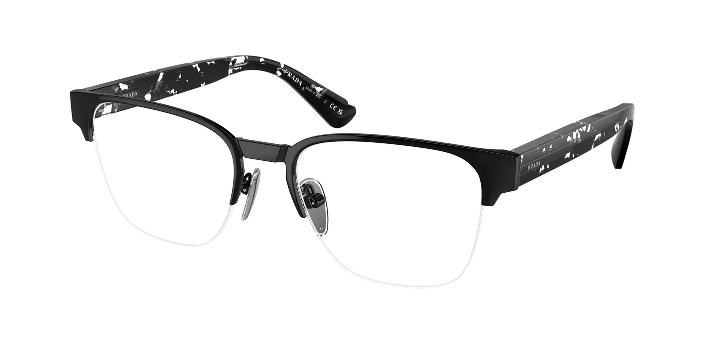 Prada PRA52V Pillow Eyeglasses 1AB1O1-Black 54-145-19 - Color Map Black