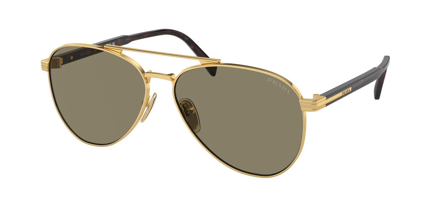 Prada PRA58S Pilot Sunglasses 5AK90F-Gold 61-145-14 - Color Map Gold