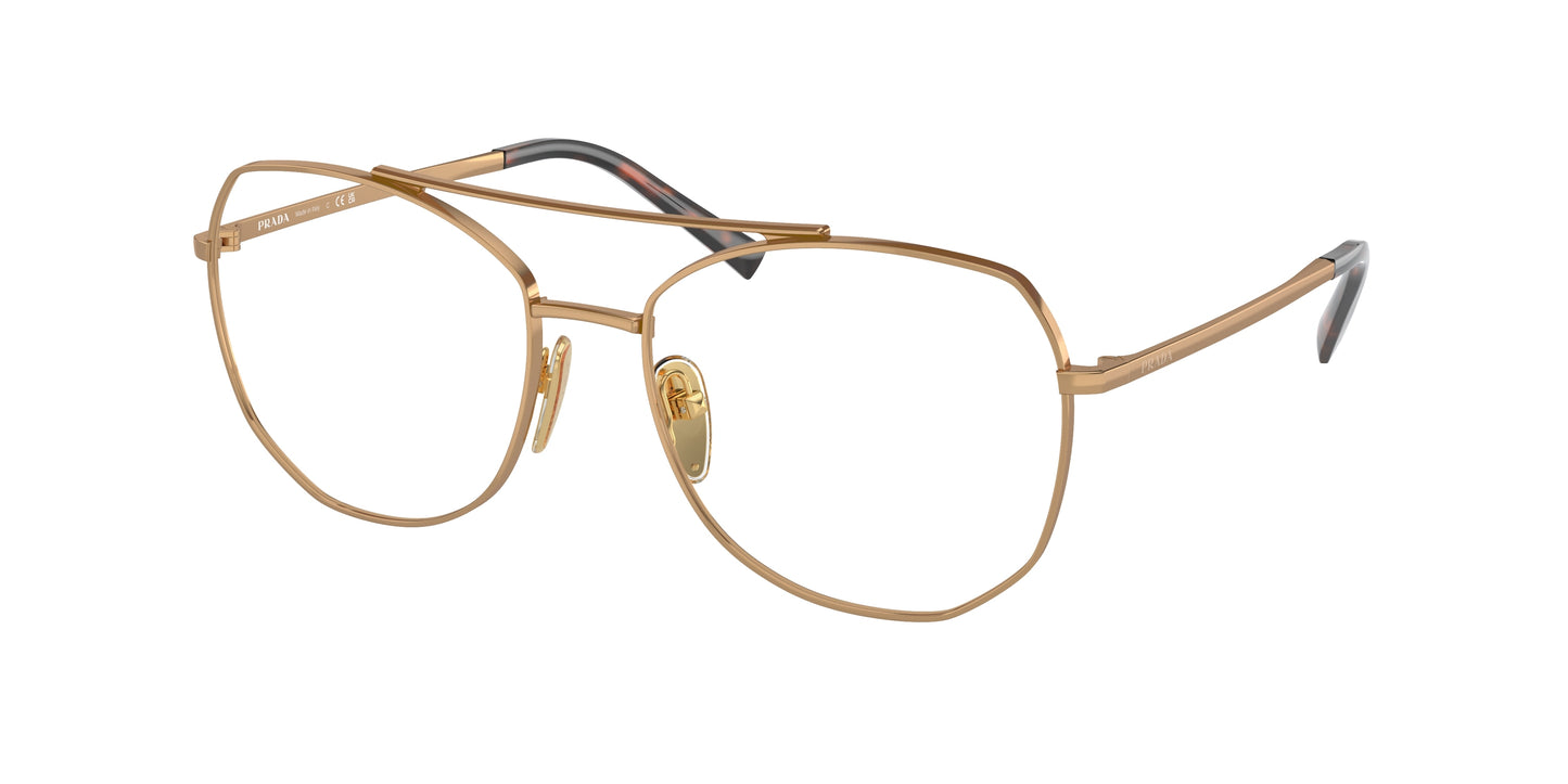 Prada PRA58V Irregular Eyeglasses 7OE1O1-Brass 56-135-17 - Color Map Brown