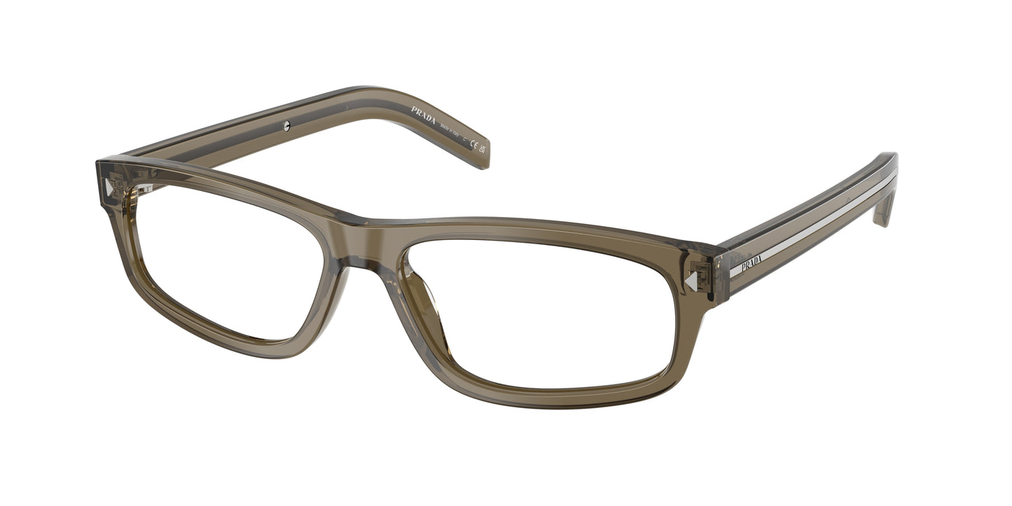 Prada PRB02V Rectangle Eyeglasses 18T1O1-Transparent Brown 57-145-16 - Color Map Brown