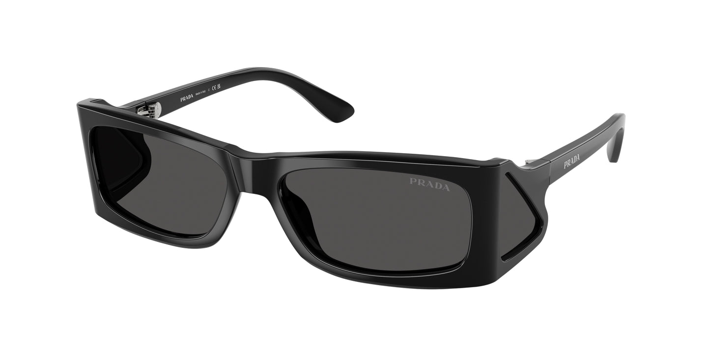 Prada PRB03S Rectangle Sunglasses 1AB5S0-Black 56-120-16 - Color Map Black