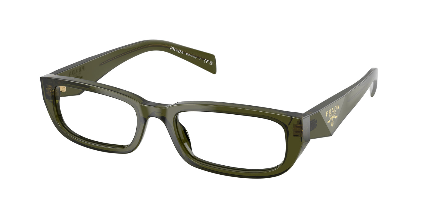 Prada PRB05V Rectangle Eyeglasses 19Z1O1-Transparent Bottle 54-145-19 - Color Map Green