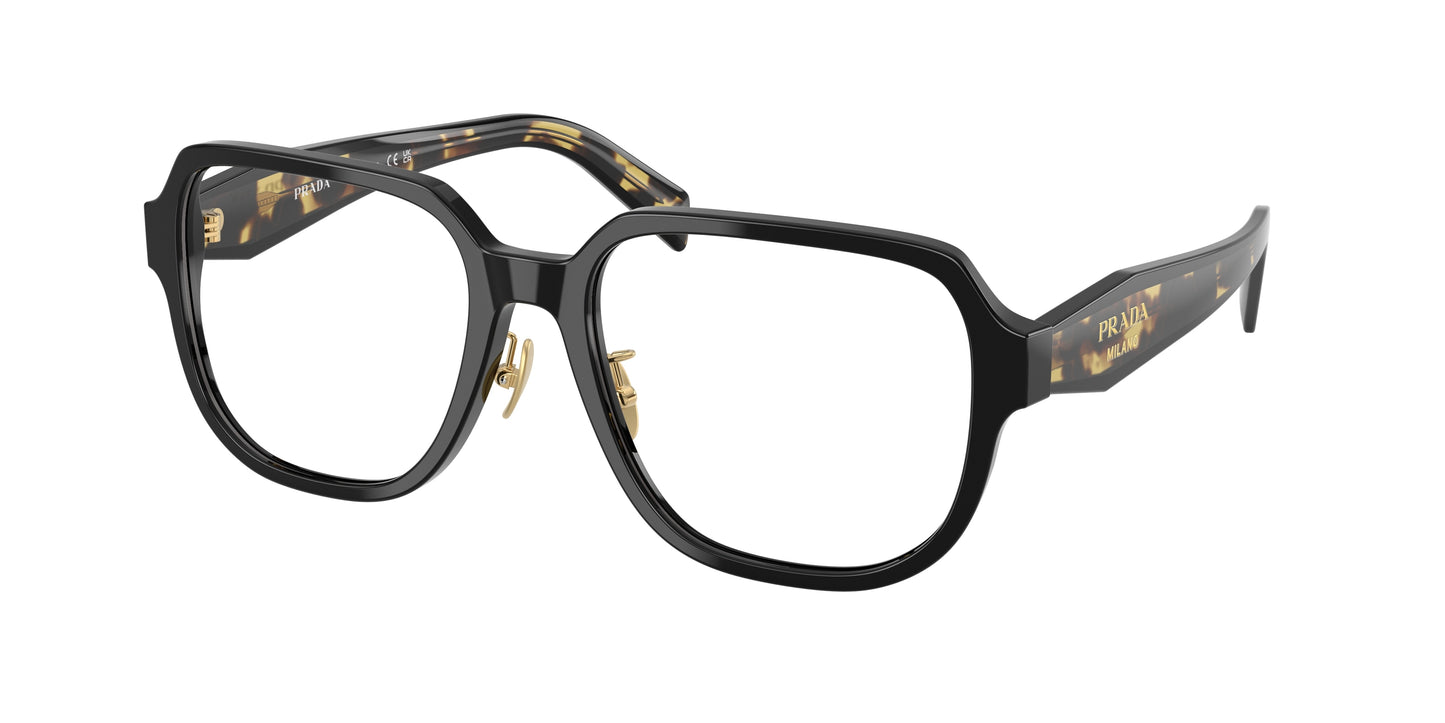 Prada PRB07VD Pillow Eyeglasses 3891O1-Black/Medium Tortoise 56-140-18 - Color Map Black