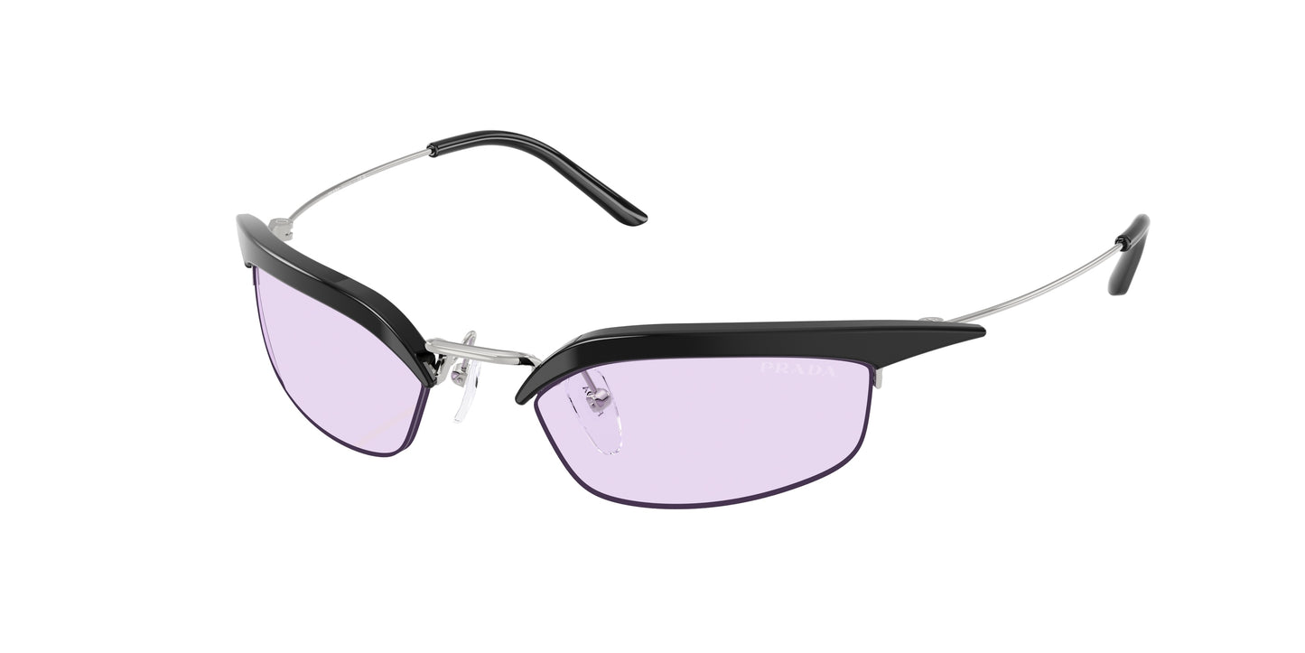 Prada PRB50S Rectangle Sunglasses TZM40J-Black/Silver 52-125-19 - Color Map Black