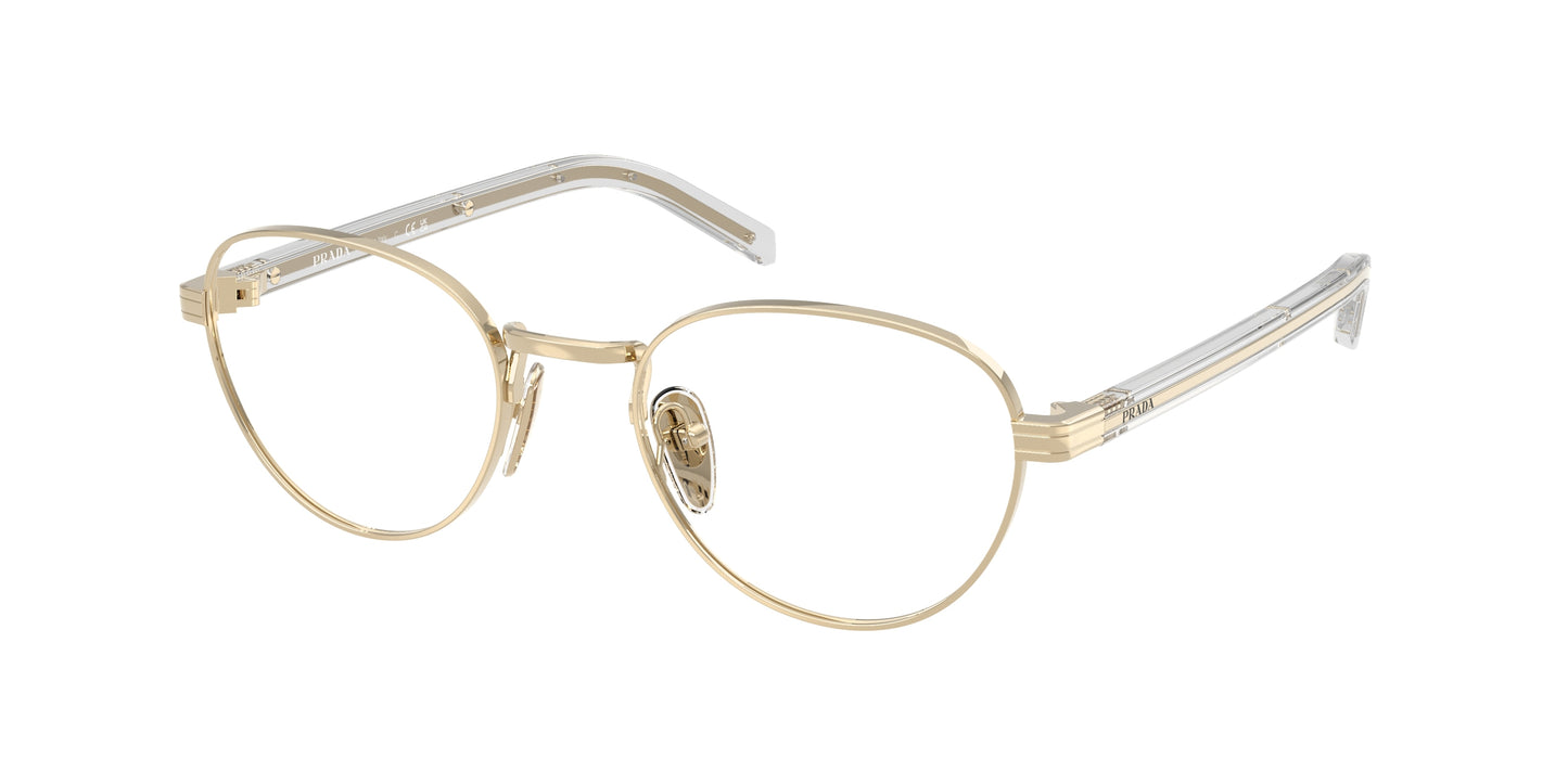 Prada PRB53V Round Eyeglasses ZVN1O1-Pale Gold 51-145-20 - Color Map Gold