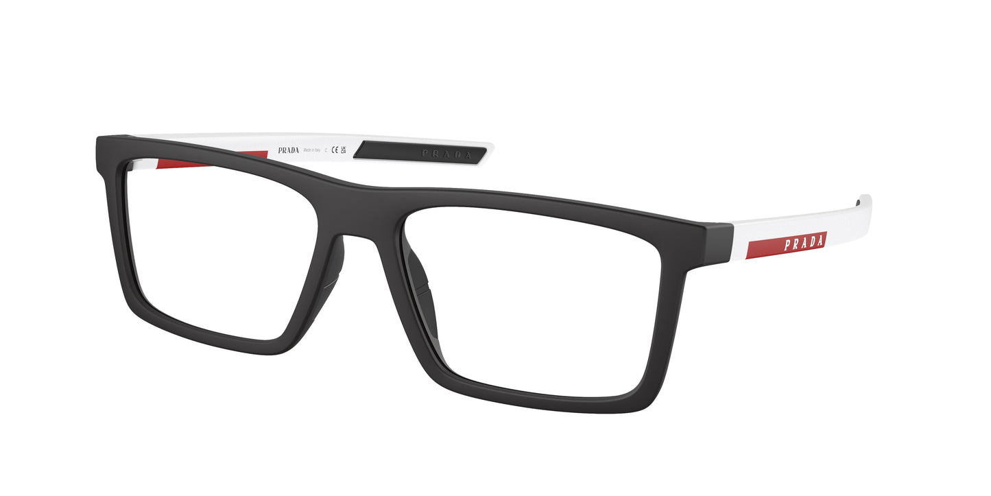 Prada Linea Rossa PS02QV Rectangle Eyeglasses DG01O1-Black Rubber 56-145-17 - Color Map Black