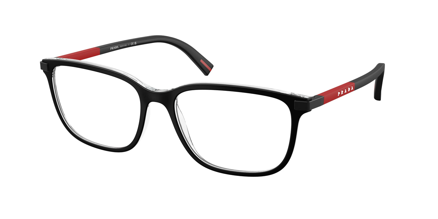 Prada Linea Rossa PS02RV Pillow Eyeglasses 03I1O1-Top Matte Black On Crystal 56-145-17 - Color Map Black