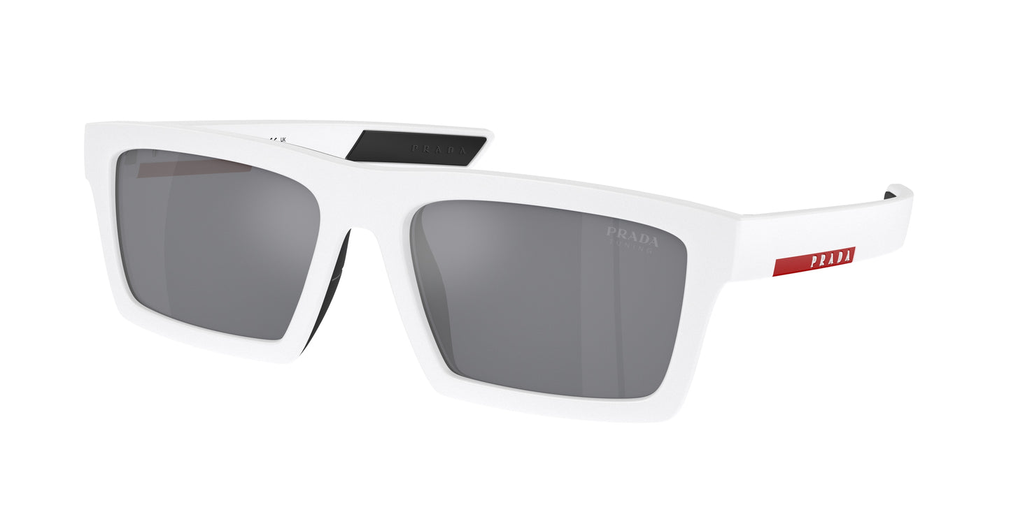 Prada Linea Rossa PS02ZSU Rectangle Sunglasses 17S40A-Matte White/Black Rubber 58-145-18 - Color Map White