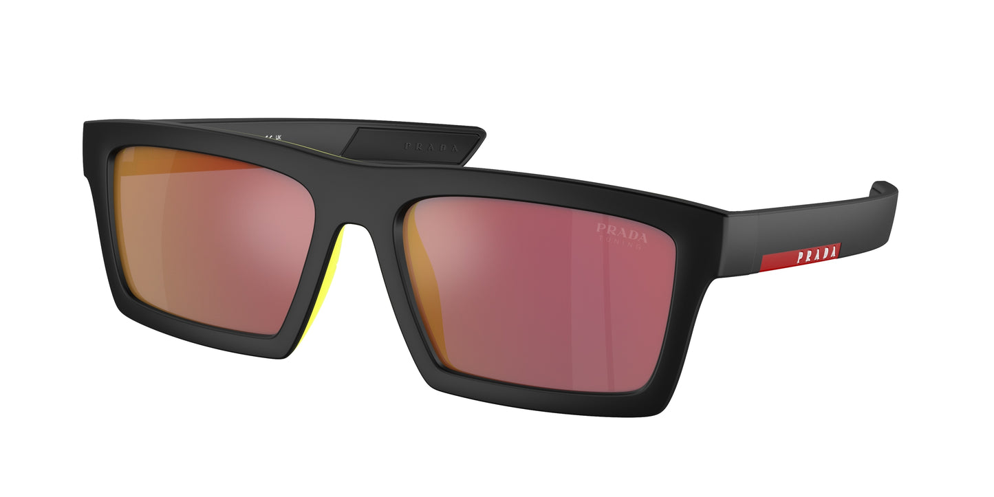 Prada Linea Rossa PS02ZSU Rectangle Sunglasses 1BO10A-Matte Black 58-145-18 - Color Map Black