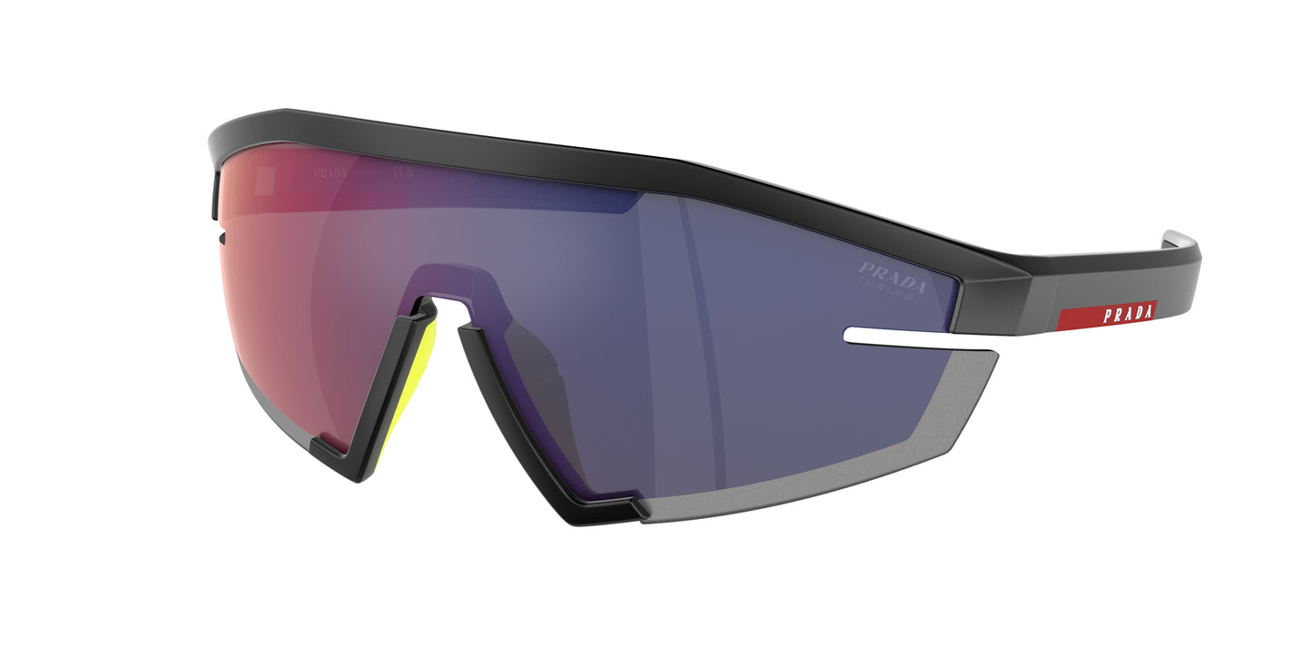 Prada Linea Rossa PS03ZS Irregular Sunglasses 1BO10A-Matte Black 44-125-144 - Color Map Black