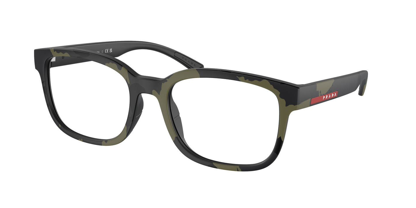 Prada Linea Rossa PS05QV Pillow Eyeglasses 14X1O1- 56-145-20 - Color Map Green
