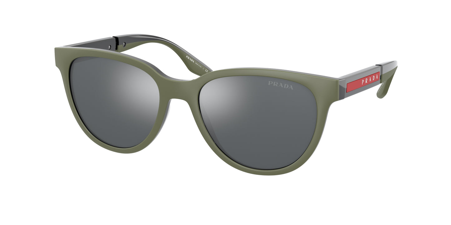 Prada Linea Rossa PS05XS Oval Sunglasses 03S0D3-Military Rubber/Ardesia 54-145-18 - Color Map Green