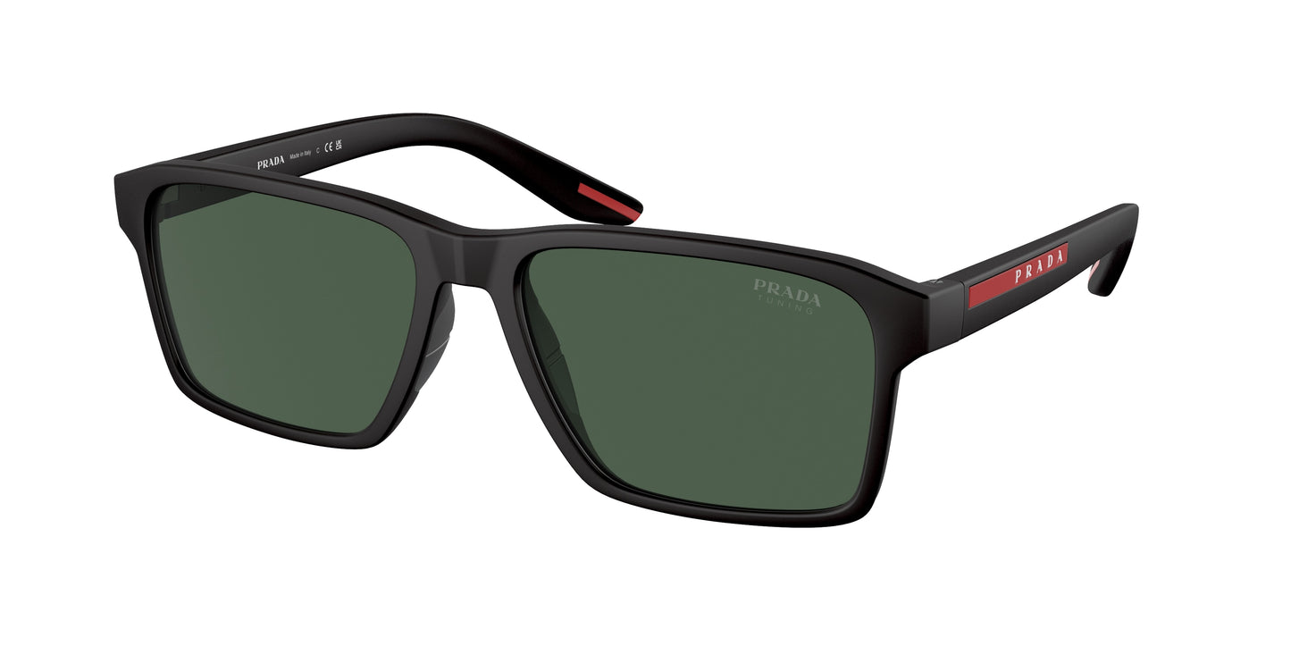 Prada Linea Rossa PS05YS Rectangle Sunglasses DG006U-Black Rubber 58-145-17 - Color Map Black