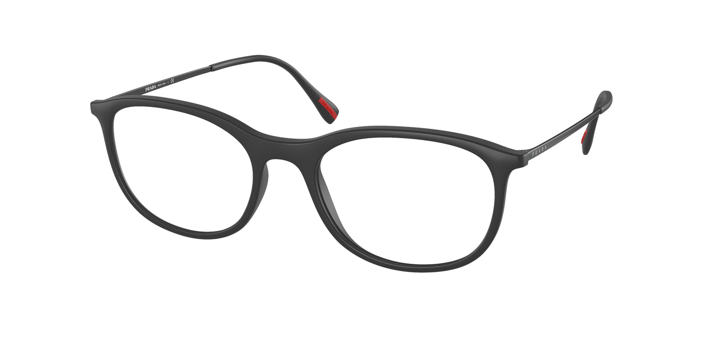 Prada Linea Rossa PS06NV Oval Eyeglasses DG01O1-Black Rubber 55-145-19 - Color Map Black