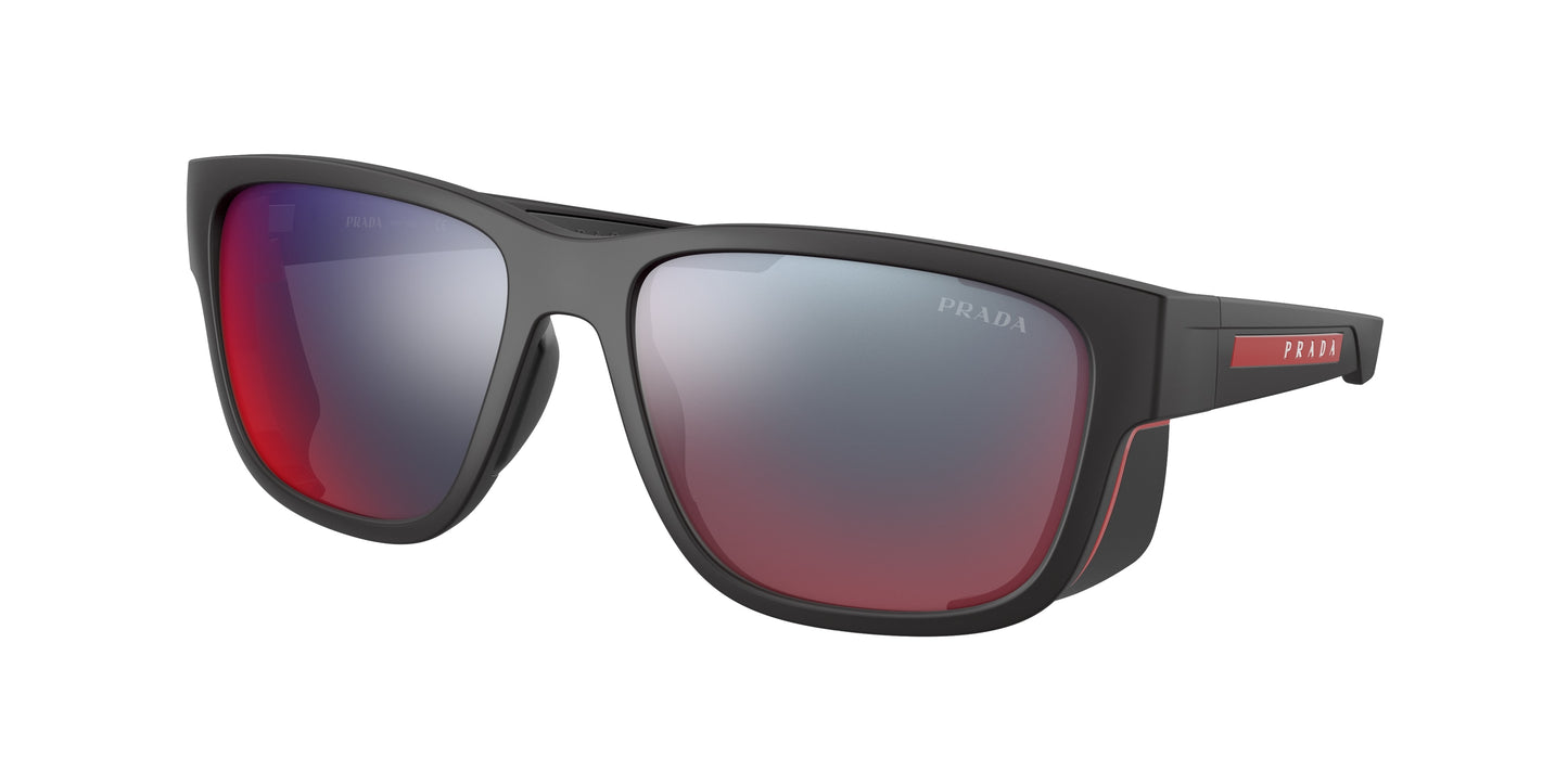 Prada Linea Rossa PS07WS Pillow Sunglasses DG008F-Black Rubber 59-130-17 - Color Map Black