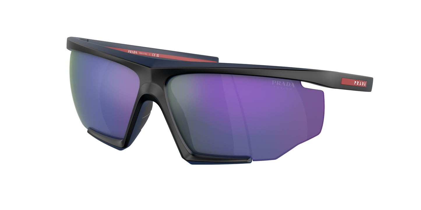 Prada Linea Rossa PS07YS Irregular Sunglasses 13K05U-Black/Red Rubber 76-125-12 - Color Map Black