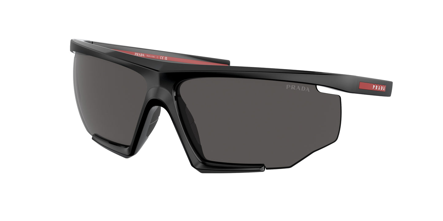 Prada Linea Rossa PS07YS Irregular Sunglasses DG006F-Black Rubber 76-125-12 - Color Map Black