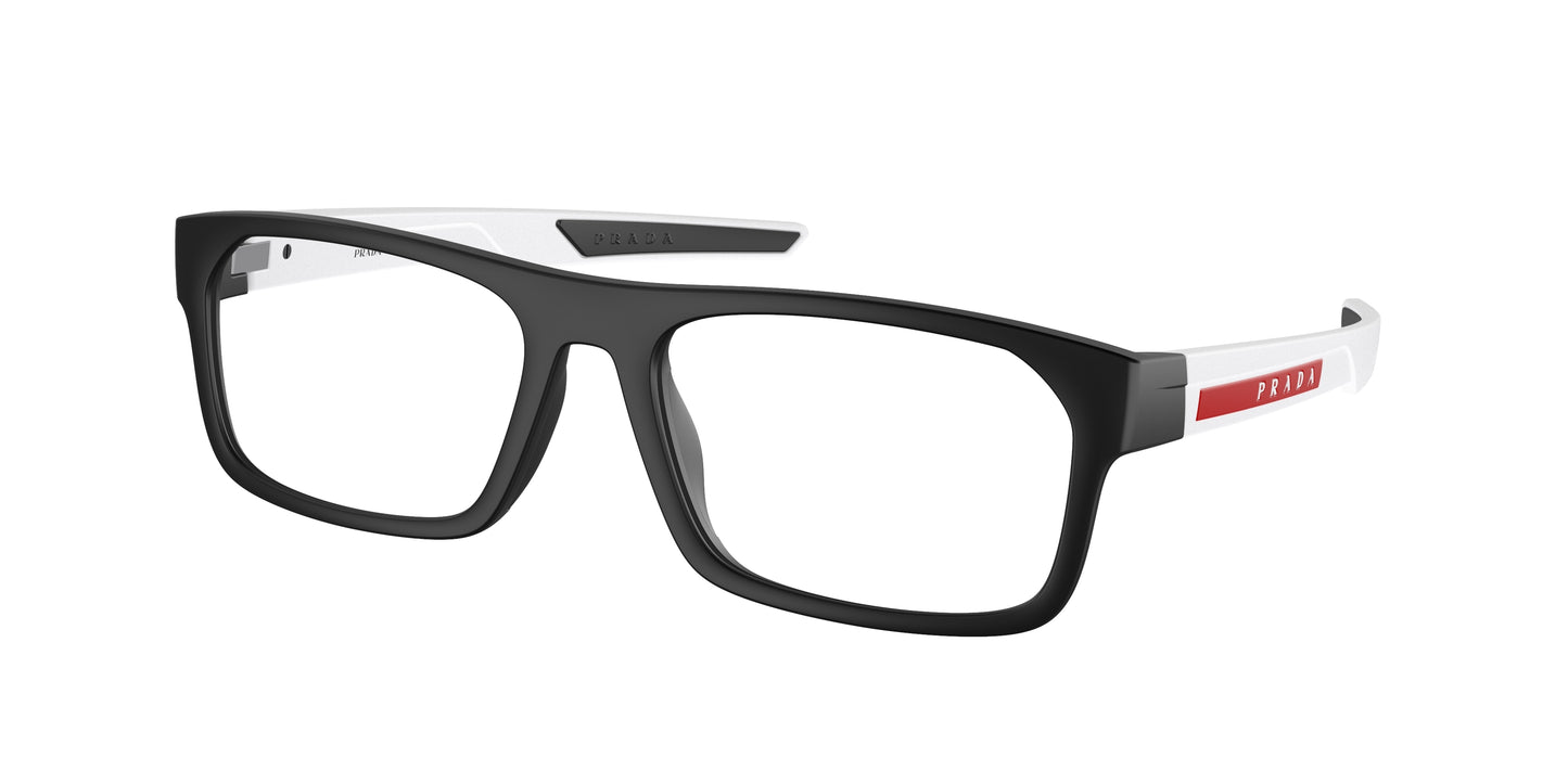 Prada Linea Rossa PS08OV Rectangle Eyeglasses 14Q1O1-Matte Black 57-140-18 - Color Map Black