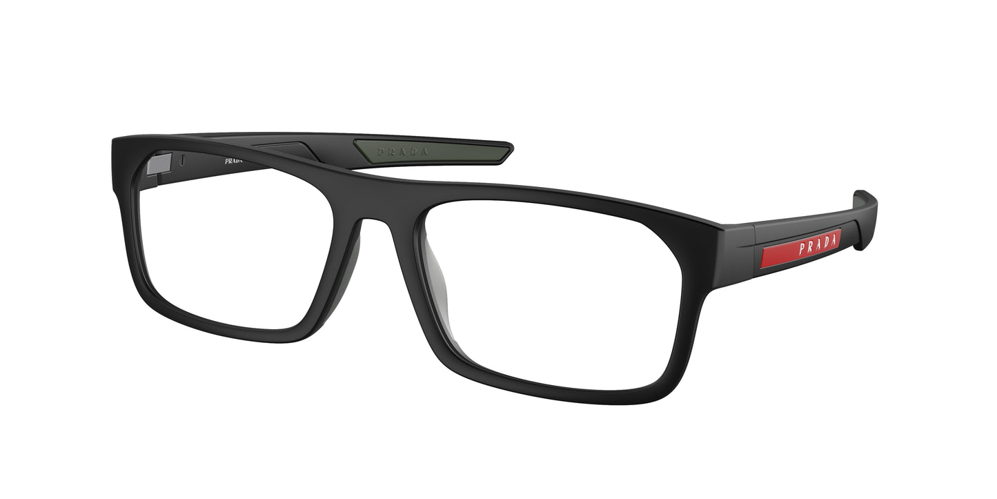 Prada Linea Rossa PS08OV Rectangle Eyeglasses 18P1O1-Matte Black 57-140-18 - Color Map Black